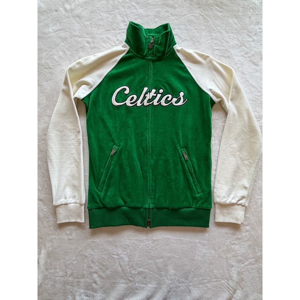 Touch Green Boston Celtics Velour Full Zip Track Jacket Womens Small NWT